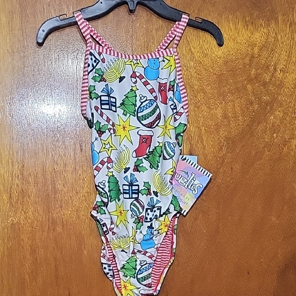 NWT Dolphin Uglies Colorful Holiday Print Practice Suit Size 30 (XS)